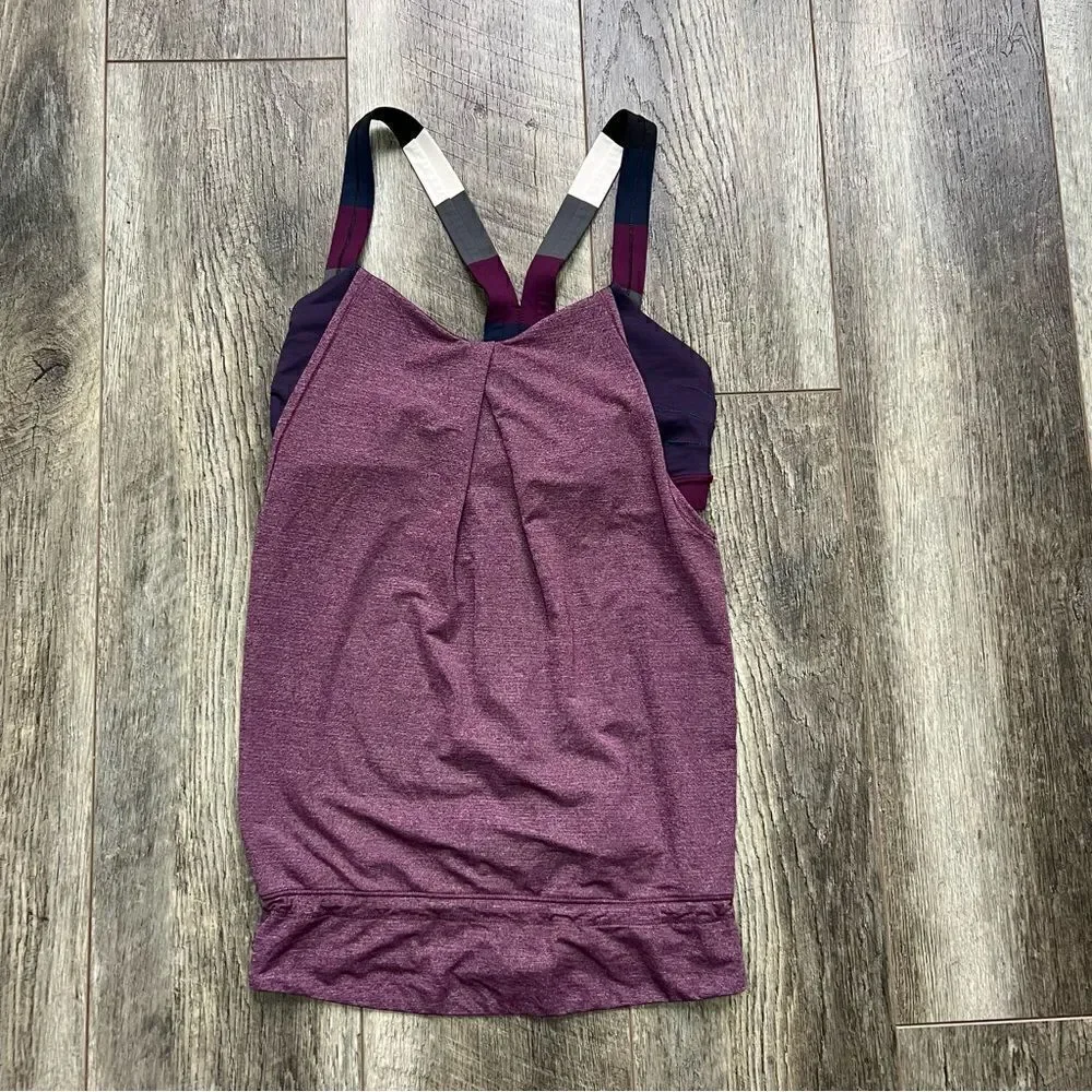 Lululemon Rest Less Tank Heathered Plum Hyper Stripe Plum Pow Stripe Angel Wing